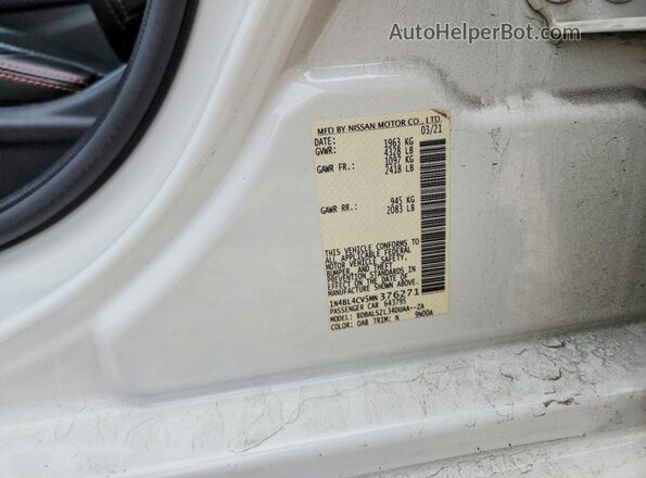 1N4BL4CV5MN376271 2021 NISSAN ALTIMA White Engine compartment view