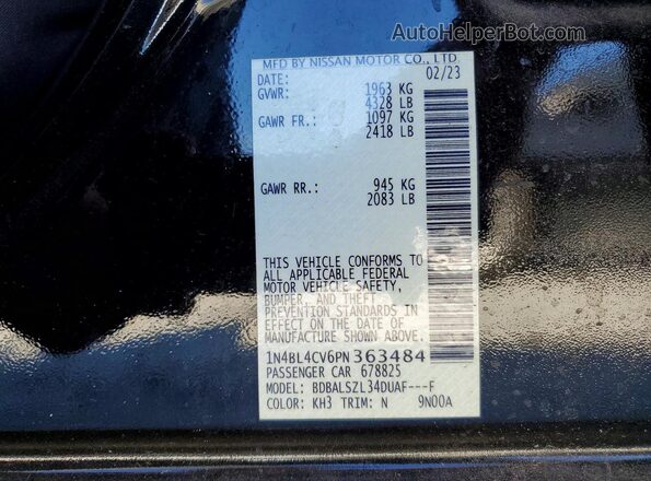 1N4BL4CV6PN363484 2023 NISSAN ALTIMA Black ძრავის განყოფილების ხედი