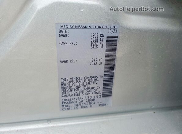 1N4BL4CV6RN337390 2024 NISSAN ALTIMA Gray Engine compartment view