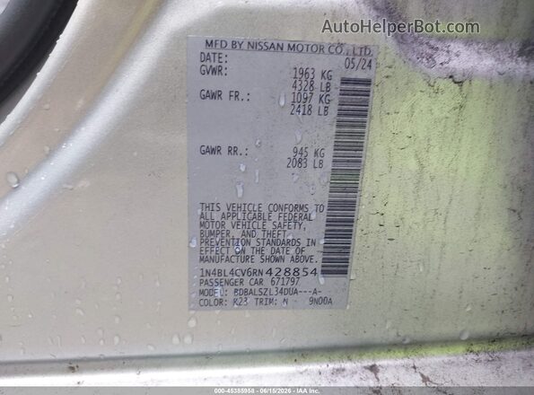 1N4BL4CV6RN428854 2024 NISSAN ALTIMA Silver Widok komory silnika