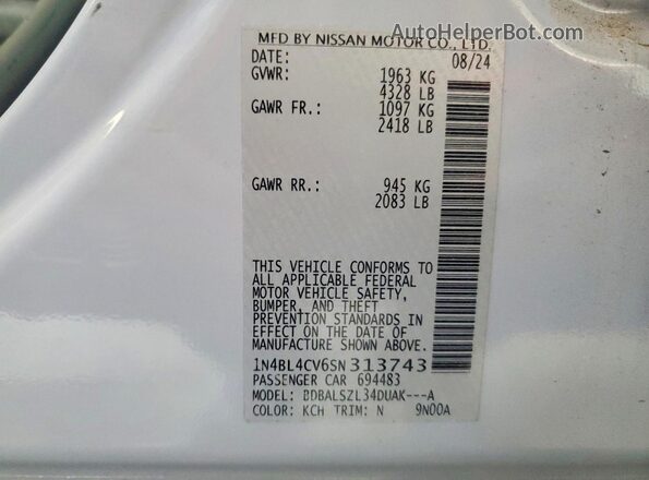 1N4BL4CV6SN313743 2025 NISSAN ALTIMA Синий 