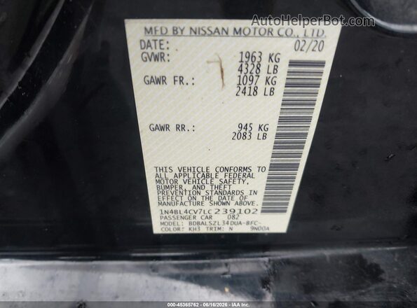 1N4BL4CV7LC239102 2020 NISSAN ALTIMA Black Widok komory silnika