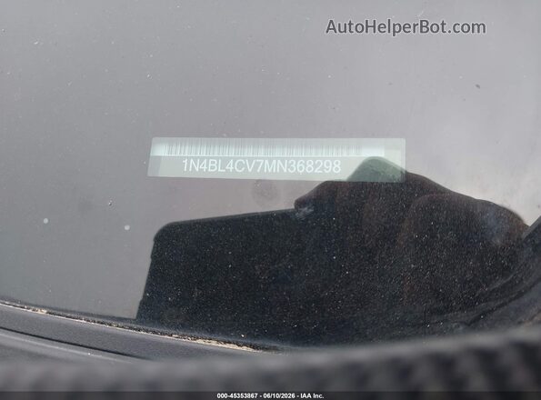 1N4BL4CV7MN368298 2021 NISSAN ALTIMA Black ძრავის განყოფილების ხედი