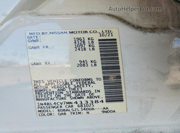1N4BL4CV7MN413384 2021 NISSAN ALTIMA White 