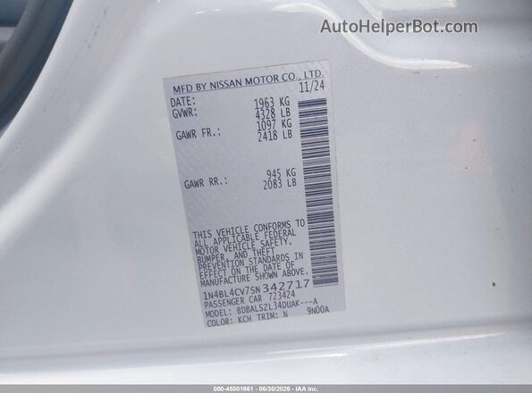 1N4BL4CV7SN342717 2025 NISSAN ALTIMA Light Blue Շարժիչի բաժամունքի տեսք