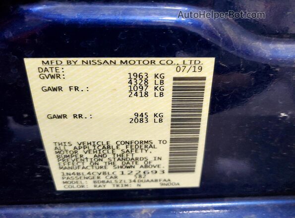 1N4BL4CV8LC122693 2020 NISSAN ALTIMA Blue 