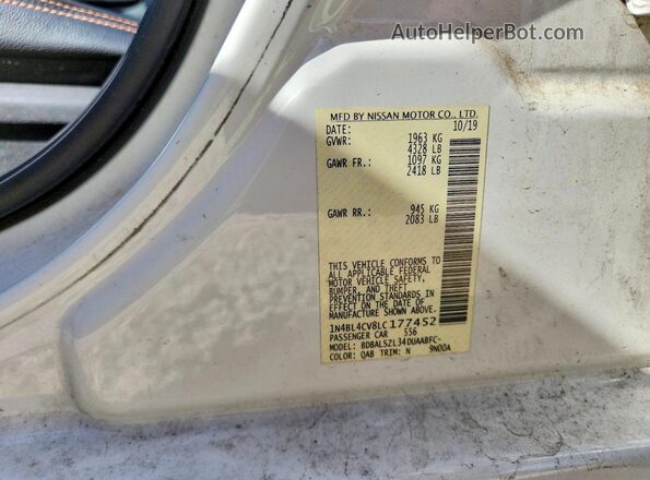 1N4BL4CV8LC177452 2020 NISSAN ALTIMA White Vista del compartimento del motor