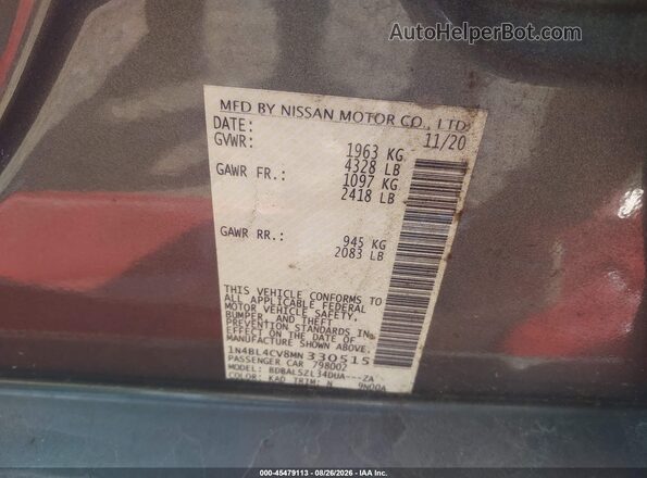 1N4BL4CV8MN330515 2021 NISSAN ALTIMA Gray ძრავის განყოფილების ხედი