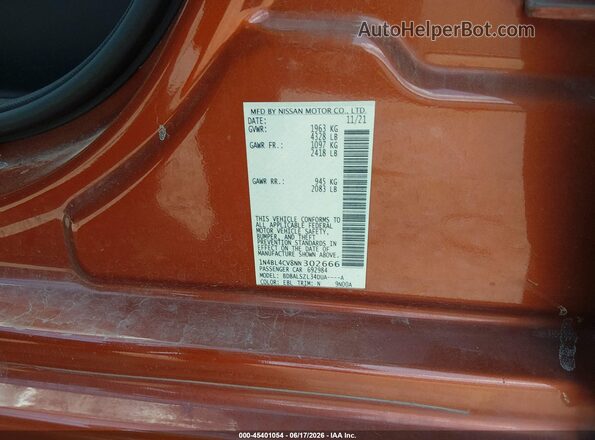 1N4BL4CV8NN302666 2022 NISSAN ALTIMA Orange Widok komory silnika