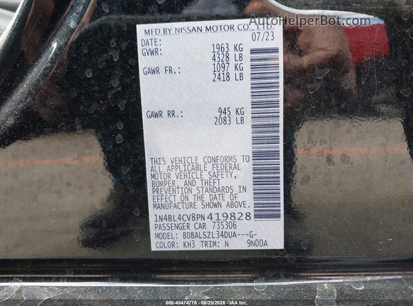 1N4BL4CV8PN419828 2023 NISSAN ALTIMA Black Vista del compartimento del motor