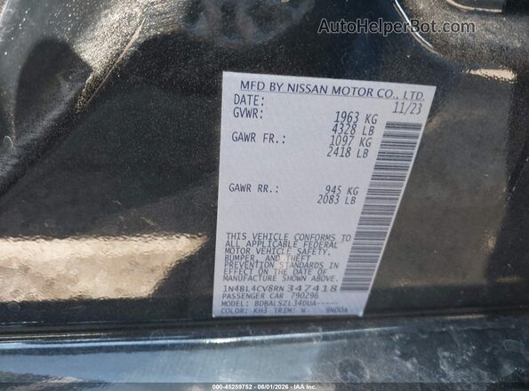 1N4BL4CV8RN347418 2024 NISSAN ALTIMA Черный Вид подкапотного пространства