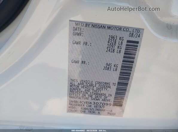1N4BL4CV8SN307099 2025 NISSAN ALTIMA White Vista del compartimento del motor