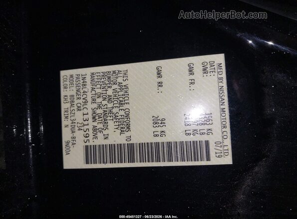 1N4BL4CV9LC131595 2020 NISSAN ALTIMA Black Շարժիչի բաժամունքի տեսք