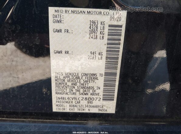 1N4BL4CV9LC280072 2020 NISSAN ALTIMA Black 