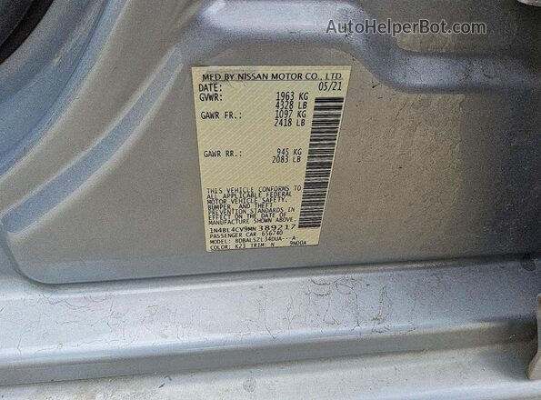 1N4BL4CV9MN389217 2021 NISSAN ALTIMA Серебряный Вид подкапотного пространства