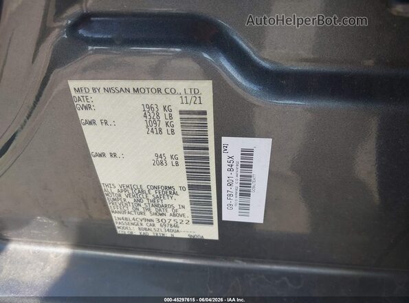1N4BL4CV9NN307522 2022 NISSAN ALTIMA Gray ძრავის განყოფილების ხედი