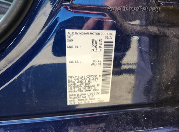 1N4BL4CV9NN335630 2022 NISSAN ALTIMA Blue Вид підкапотного простору