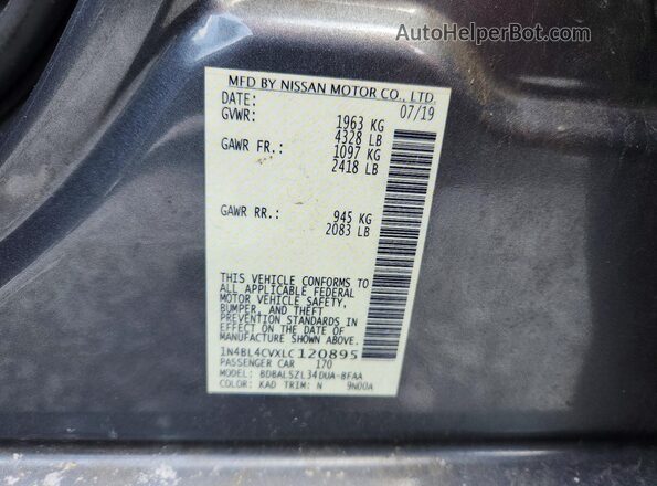 1N4BL4CVXLC120895 2020 NISSAN ALTIMA Gray Vista del compartimento del motor