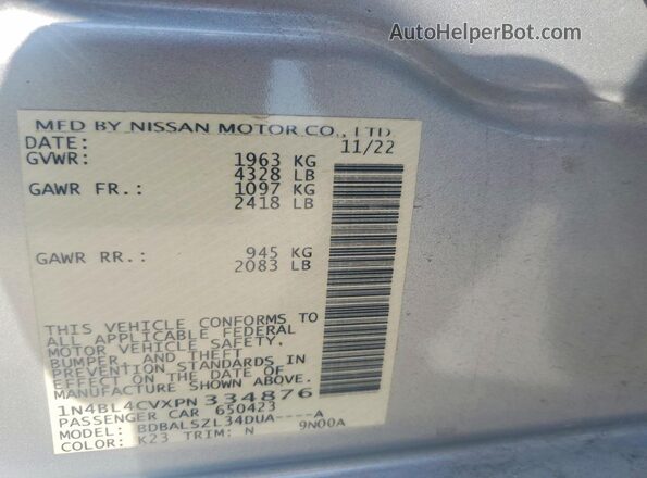 1N4BL4CVXPN334876 2023 NISSAN ALTIMA Silver Vista del compartimento del motor