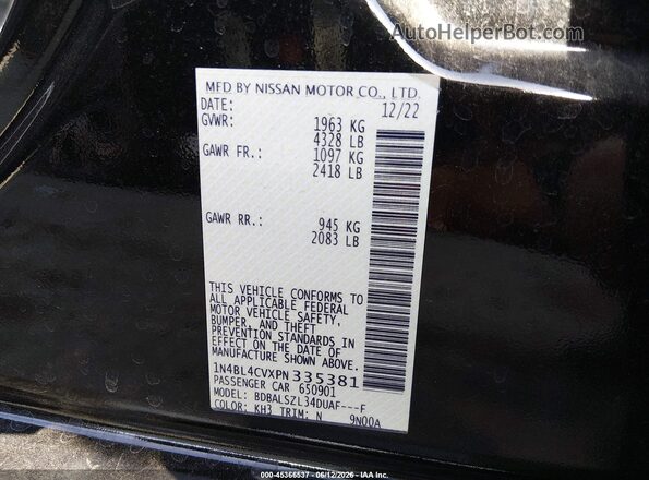 1N4BL4CVXPN335381 2023 NISSAN ALTIMA Black Widok komory silnika