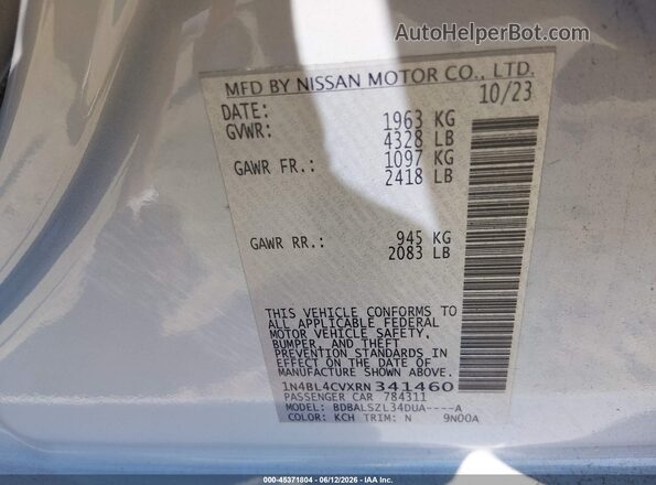1N4BL4CVXRN341460 2024 NISSAN ALTIMA Light Blue Вид подкапотного пространства