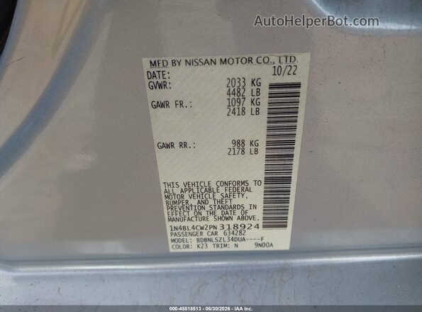 1N4BL4CW2PN318924 2023 NISSAN ALTIMA Silver ძრავის განყოფილების ხედი