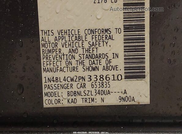 1N4BL4CW2PN338610 2023 NISSAN ALTIMA Серый Вид подкапотного пространства