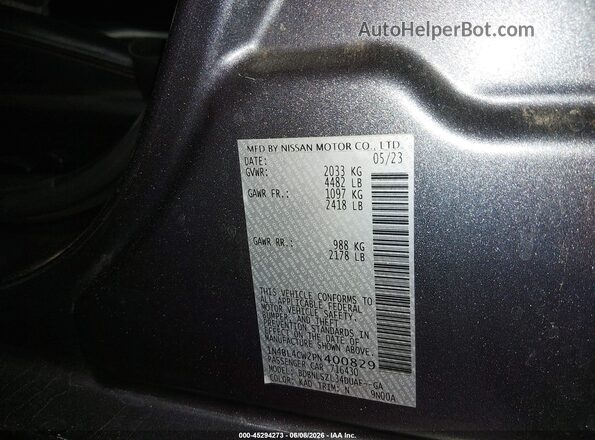 1N4BL4CW2PN400829 2023 NISSAN ALTIMA Серый Вид подкапотного пространства