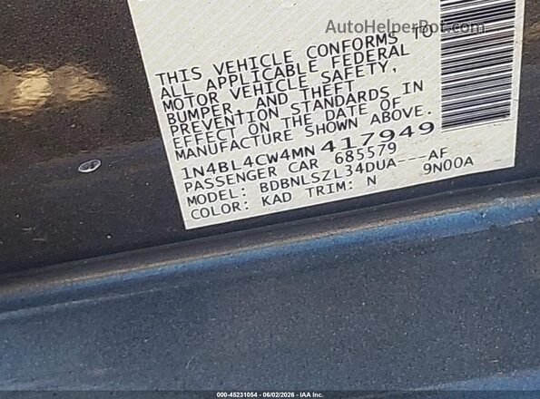 1N4BL4CW4MN417949 2021 NISSAN ALTIMA Gray Vista del compartimento del motor