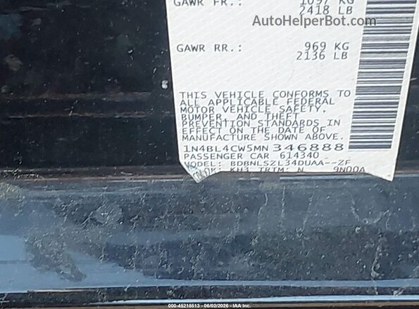 1N4BL4CW5MN346888 2021 NISSAN ALTIMA Black 