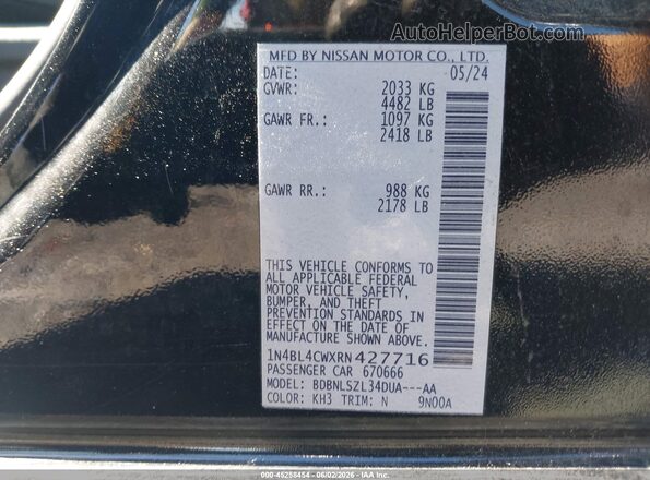 1N4BL4CWXRN427716 2024 NISSAN ALTIMA Black Engine compartment view