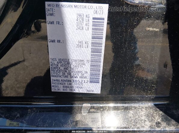 1N4BL4DV0RN305212 2024 NISSAN ALTIMA Black Vista del compartimento del motor