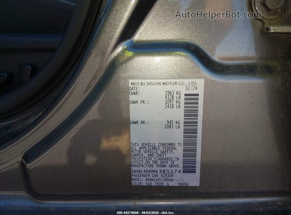 1N4BL4DV0RN385174 2024 NISSAN ALTIMA Серый Вид подкапотного пространства