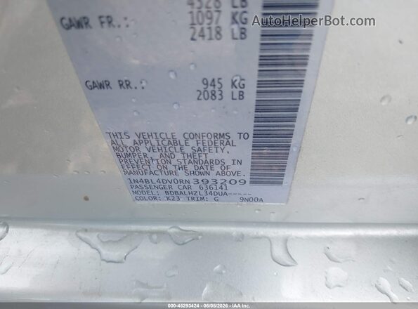 1N4BL4DV0RN393209 2024 NISSAN ALTIMA Silver Вид підкапотного простору