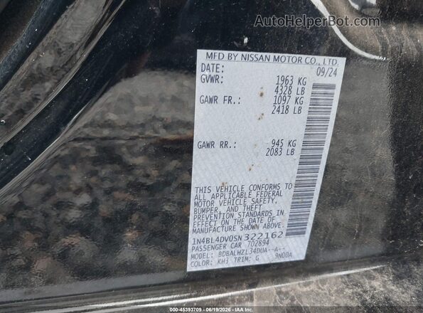 1N4BL4DV0SN322162 2025 NISSAN ALTIMA Black Engine compartment view