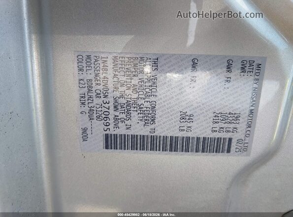 1N4BL4DV0SN370695 2025 NISSAN ALTIMA Silver 