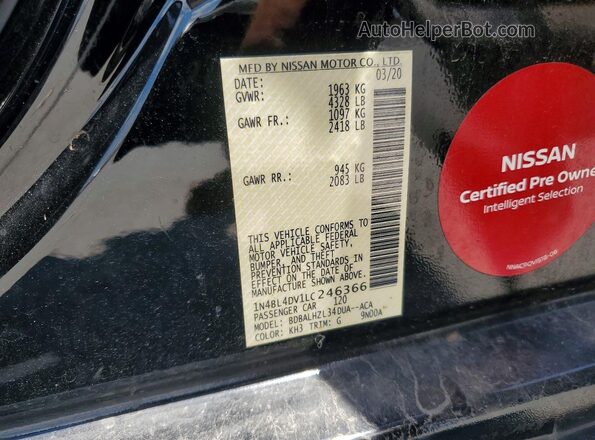 1N4BL4DV1LC246366 2020 NISSAN ALTIMA Black VIN sticker view