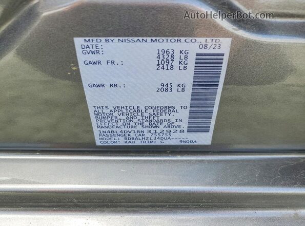1N4BL4DV1RN312928 2024 NISSAN ALTIMA Charcoal Շարժիչի բաժամունքի տեսք