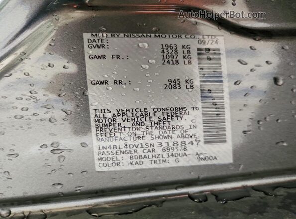 1N4BL4DV1SN318847 2025 NISSAN ALTIMA Gray Engine compartment view