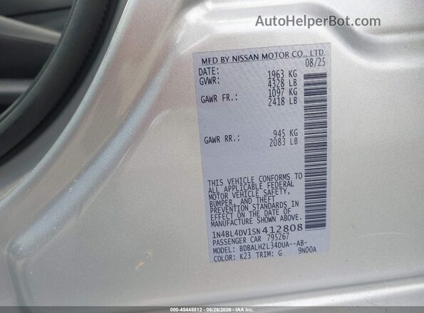 1N4BL4DV1SN412808 2025 NISSAN ALTIMA Silver Շարժիչի բաժամունքի տեսք