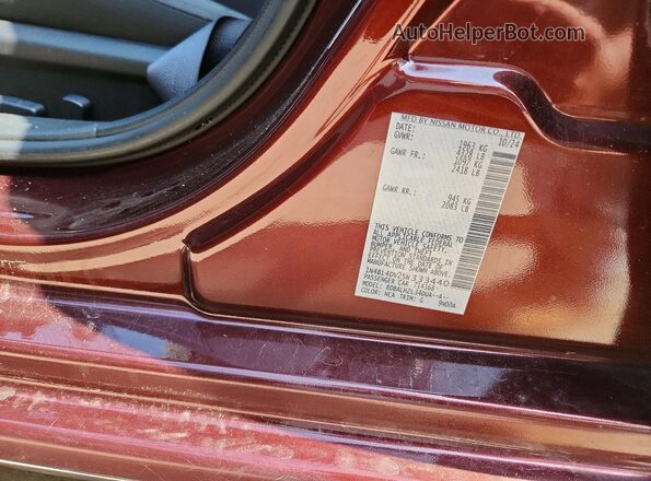 1N4BL4DV2SN333440 2025 NISSAN ALTIMA Burgundy VIN sticker view
