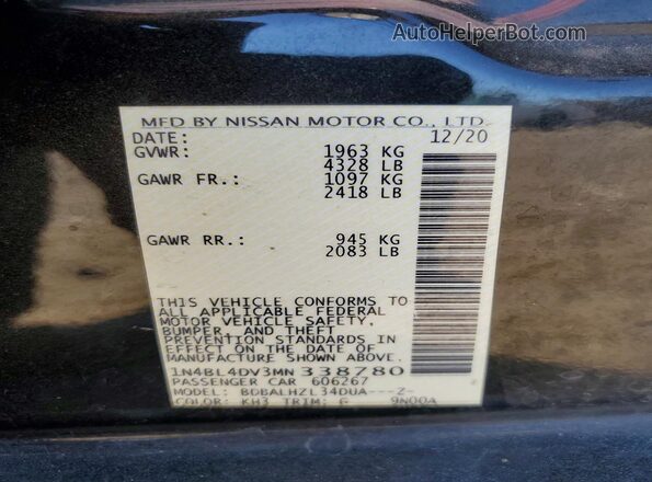 1N4BL4DV3MN338780 2021 NISSAN ALTIMA Black 