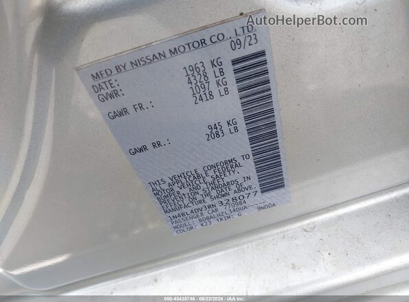 1N4BL4DV3RN328077 2024 NISSAN ALTIMA Silver Widok komory silnika