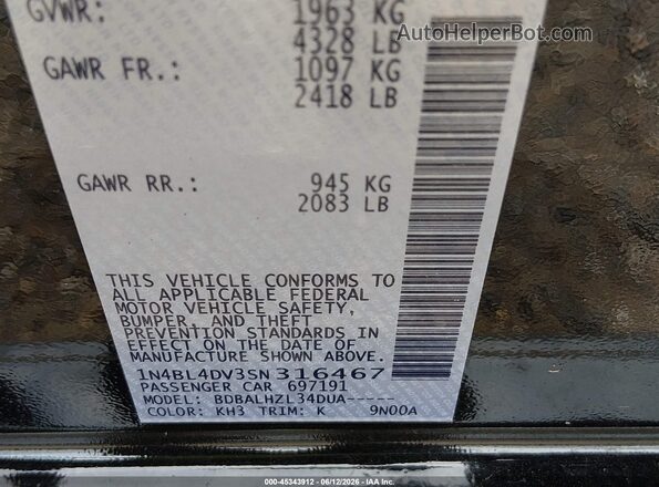 1N4BL4DV3SN316467 2025 NISSAN ALTIMA Black 