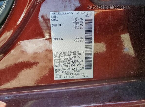 1N4BL4DV3SN324410 2025 NISSAN ALTIMA Бордовый Вид подкапотного пространства