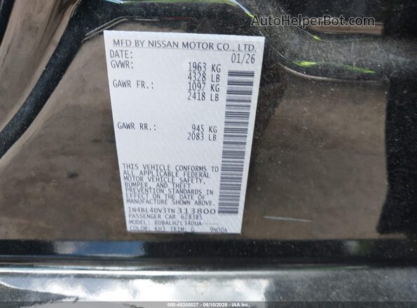 1N4BL4DV3TN313800 2026 NISSAN ALTIMA Black Engine compartment view