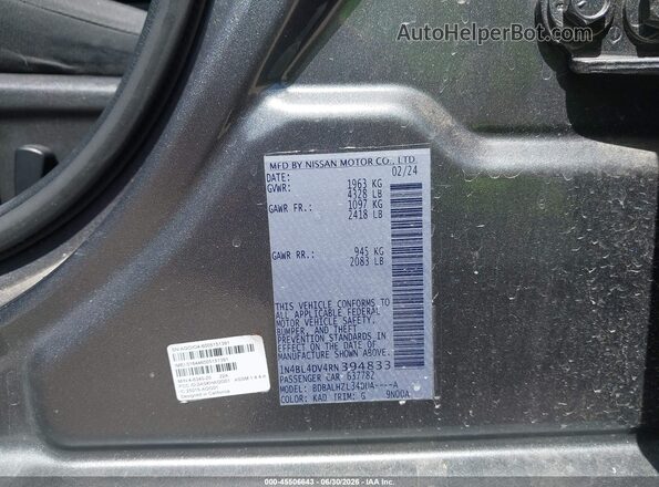 1N4BL4DV4RN394833 2024 NISSAN ALTIMA Gray Vista del compartimento del motor