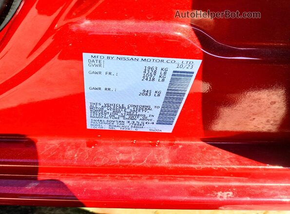 1N4BL4DV5RN335564 2024 NISSAN ALTIMA Red Widok naklejki z numerem VIN