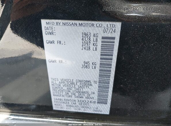 1N4BL4DV5SN300268 2025 NISSAN ALTIMA Black Vista del compartimento del motor