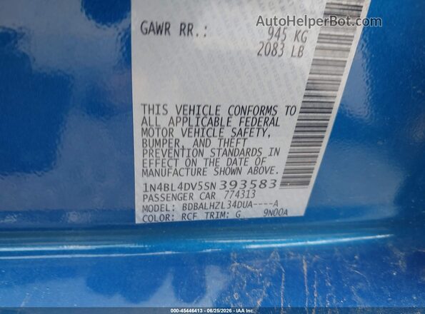 1N4BL4DV5SN393583 2025 NISSAN ALTIMA Blue Widok komory silnika
